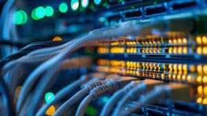 Ein typisches Local Area Network (LAN) verbindet Computer, Drucker und andere Geräte in einem Bürogebäude, ermöglicht effiziente Datenübertragung und gemeinsame Ressourcennutzung