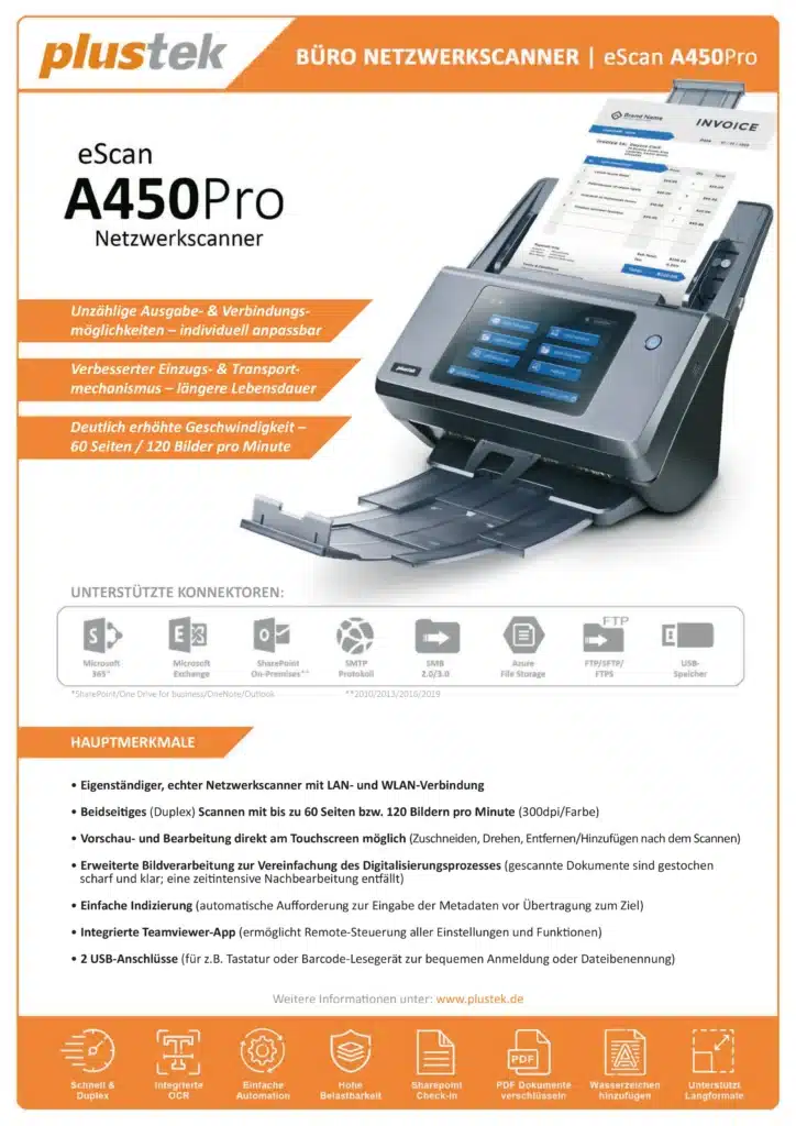 Plustek eScan A450 Pro Dokumentenscanner