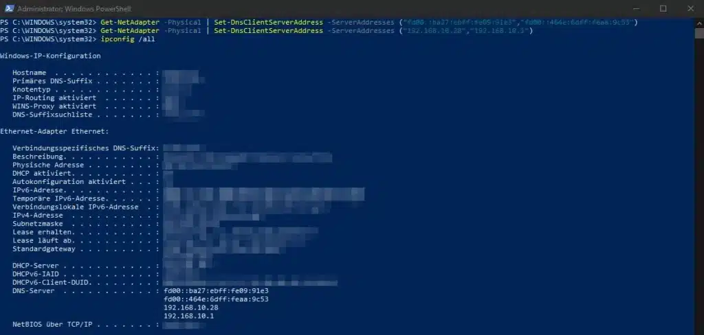DNS-Server per PowerShell im Netzwerkadapter setzen