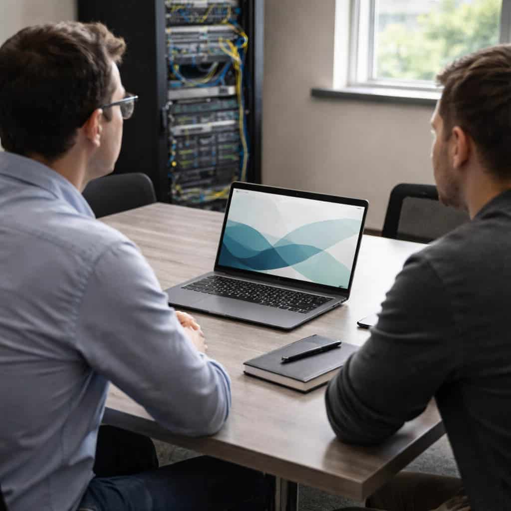 Zwei IT-Profis bei der Arbeit